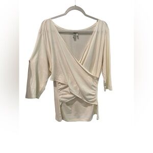 Sahalie Cream Wrap Blouse size XL 55% cotton